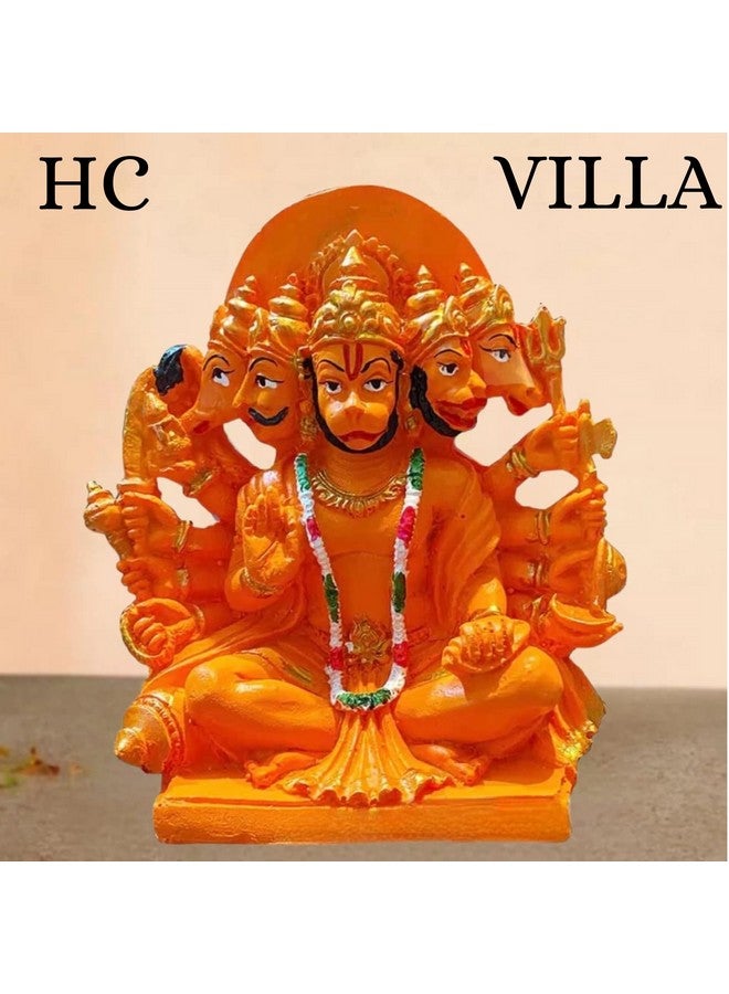HC VILLA Hanuman Statue or Murti Resin for,Home,Office|Orange Sankat Mochan Balaji Bajrangbali Idol for Pooja Temple,Mandir Showpiece Vastu Gift Decoration (6 inch), Religious - Image 3