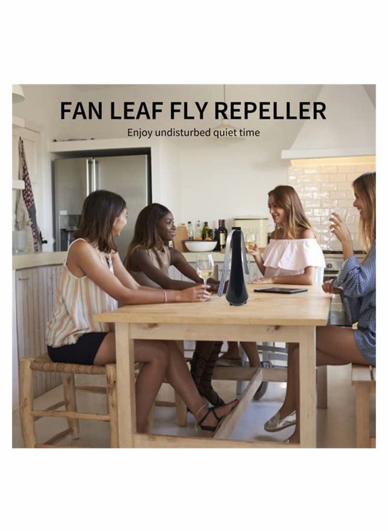 SYOSI Fly Fan, Fly Fans for Outdoor Table, Fly Fan for Tables, Fly Fan Repellent Indoor Outdoor, Portable Fly Fans Spinner for Restaurant, Party, Home (Black)  - Image 2