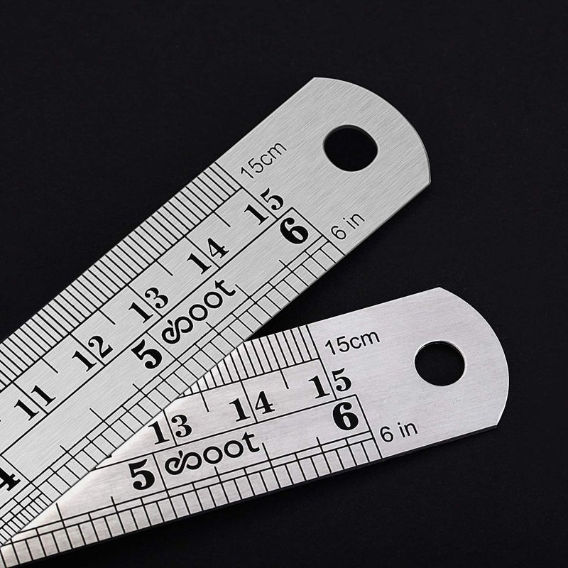 eBoot Stainless Steel Ruler and Metal Rule Kit with Conversion Table Silver 6 Inch 6 Inch  - Image 5