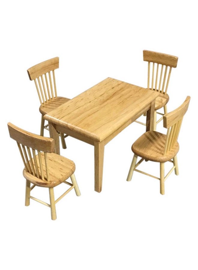 SXFSE Dollhouse Decoration Accessories,1:12 Dollhouse Miniature Furniture Wooden Color Dining Table Chair Model Set - Image 1