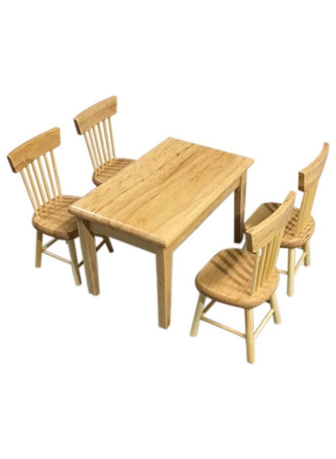 SXFSE Dollhouse Decoration Accessories,1:12 Dollhouse Miniature Furniture Wooden Color Dining Table Chair Model Set - Image 2