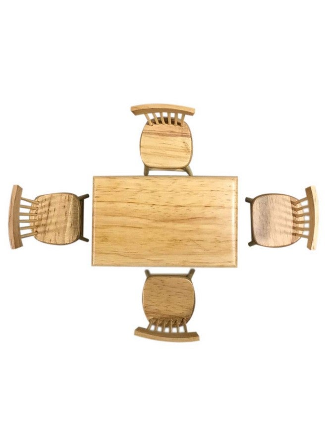 SXFSE Dollhouse Decoration Accessories,1:12 Dollhouse Miniature Furniture Wooden Color Dining Table Chair Model Set - Image 5