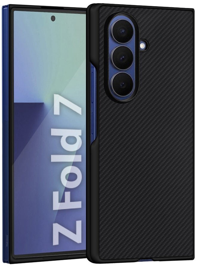 CATANES Case Cover for for Samsung Galaxy Z Fold 7 - Kevlar Bullet Proof Phone Case - Ultra Thin and Light Carbon Fiber Texture Printing Slim Anti-Scratch Phone Cover With Front Built-in Screen Protector - Black - Image 2