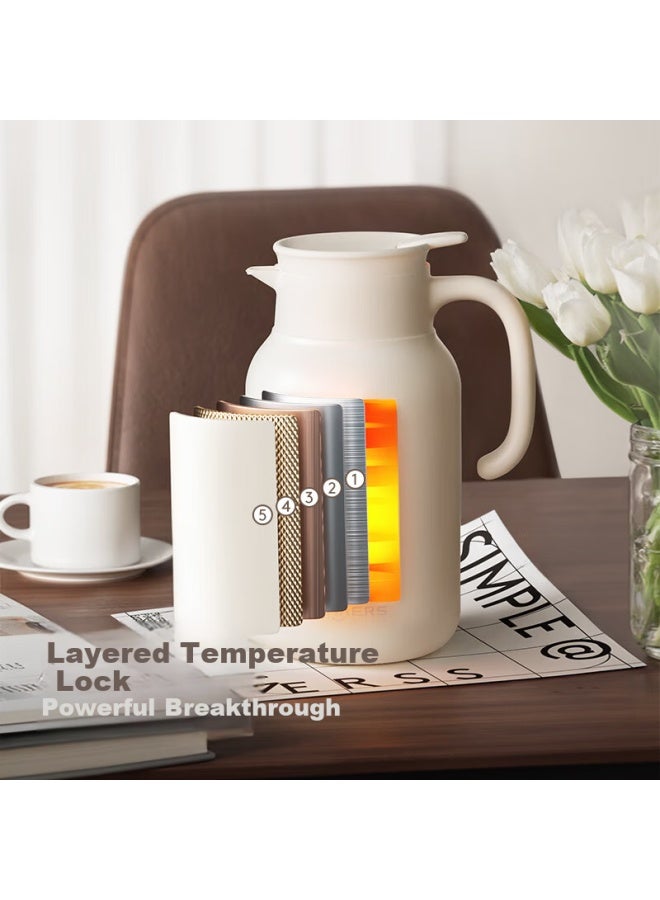 Haers Insulated Water Bottle 316l Stainless Steel Household Thermos Large Capacity Hot Water Kettle Warm Kettle Maple Red 2l - Image 1