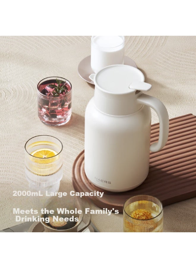 Haers Insulated Water Bottle 316l Stainless Steel Household Thermos Large Capacity Hot Water Kettle Warm Kettle Maple Red 2l - Image 2