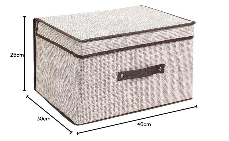 Quail QUAIL NonWoven Rectangular Foldable Jute Printed Storage Box with Lid Handle Collapsible Storage Bin for Organizing Toys Clothes and Books Brown Pack of 2 - Image 5