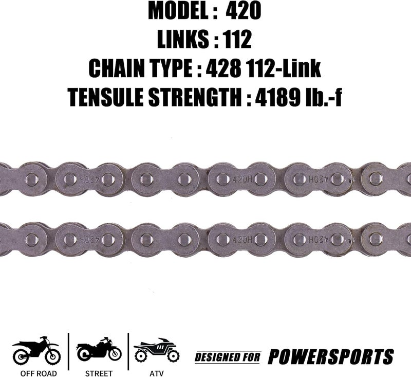 MRELC 420H Motorcycle Chain+ Chain Breaker,112-Link Heavy Duty Drive Chain - Image 2