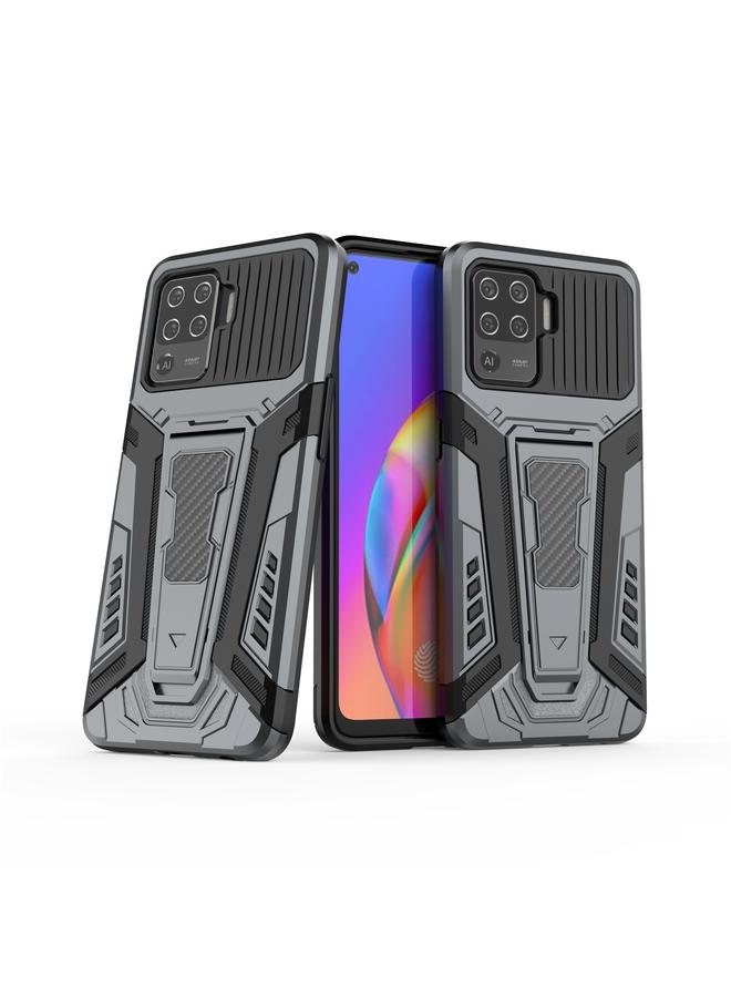 اس-توب جراب لهاتف OPPO F19 Pro من سلسلة War Chariot، جراب واقٍ شامل مقاوم للصدمات مصنوع من مادة PC + TPU مع حامل غير مرئي - Image 2