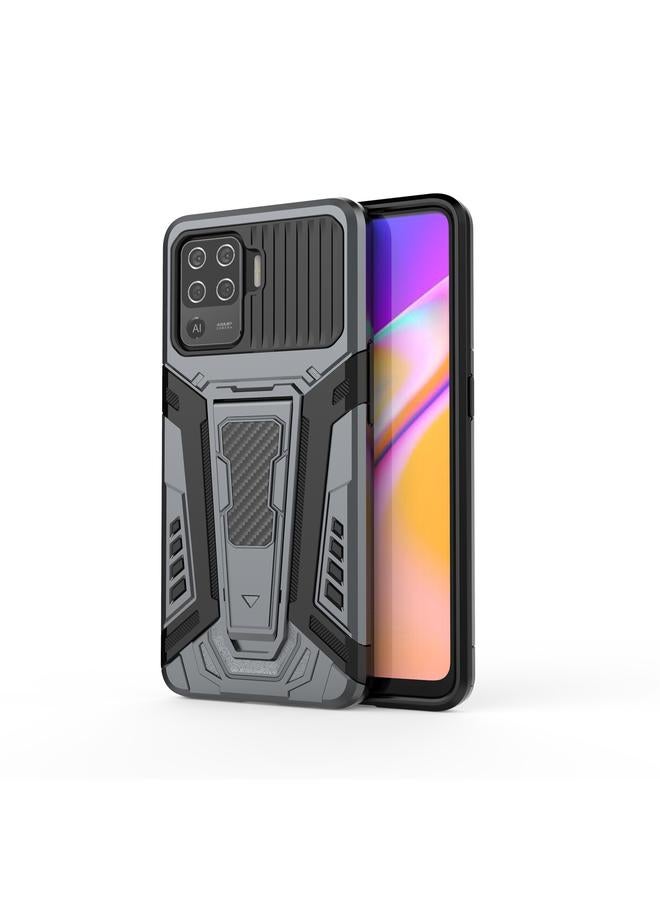 اس-توب جراب لهاتف OPPO F19 Pro من سلسلة War Chariot، جراب واقٍ شامل مقاوم للصدمات مصنوع من مادة PC + TPU مع حامل غير مرئي - Image 1