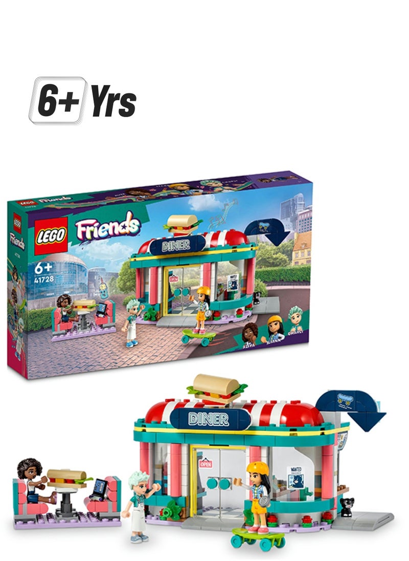 ليغو - مجموعة بناء مطعم وسط المدينة هارت ليك 41728 من LEGO® Friends للأطفال بعمر 6 سنوات أو أكثر؛ تتوفر مع الدمى الصغيرة ليان وآليا وتشارلي؛ فكرة هدية للأطفال الذين يحبّون لعب المطاعم مع الأصدقاء (346 قطعة) (346 قطعة) - Image 1