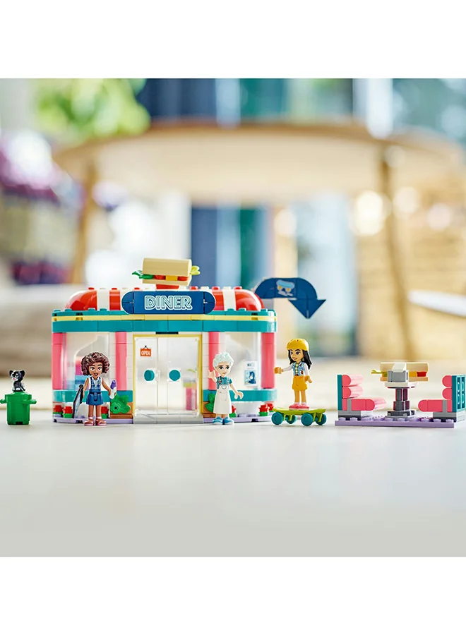 LEGO LEGO® Friends 41728 Heartlake Downtown Restaurant building set for kids ages 6+; Available with Leanne, Alya and Charlie mini-dolls; A gift for children who love playing restaurants with friends (346 pieces)