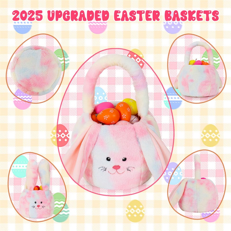 OurHonor Easter Basket Plush, Bunny Easter Basket For Kids, Lovely Plush Easter Buckets With Long Floppy Ear Easter Bags for Boys Girls, Easter Tote Bags For Decorations Candy Gifts Storage (White) - Image 3