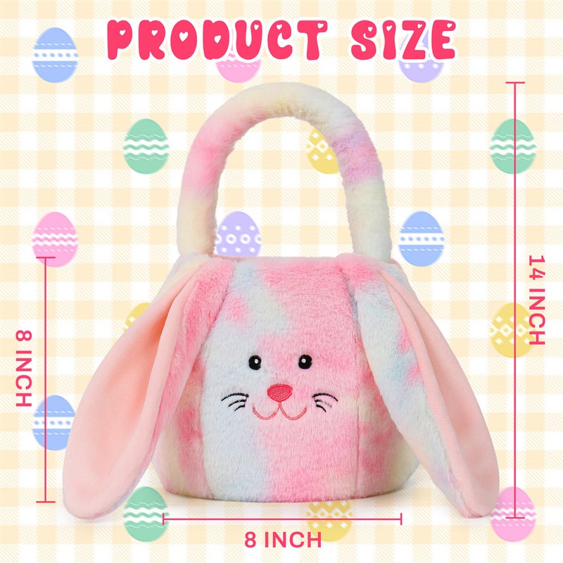OurHonor Easter Basket Plush, Bunny Easter Basket For Kids, Lovely Plush Easter Buckets With Long Floppy Ear Easter Bags for Boys Girls, Easter Tote Bags For Decorations Candy Gifts Storage (White) - Image 2