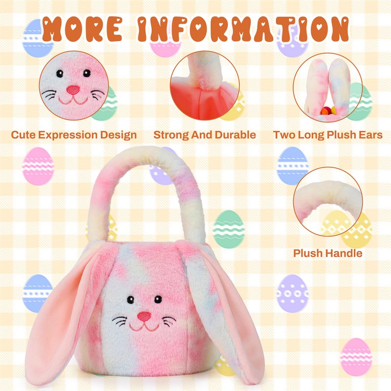 OurHonor Easter Basket Plush, Bunny Easter Basket For Kids, Lovely Plush Easter Buckets With Long Floppy Ear Easter Bags for Boys Girls, Easter Tote Bags For Decorations Candy Gifts Storage (White) - Image 4