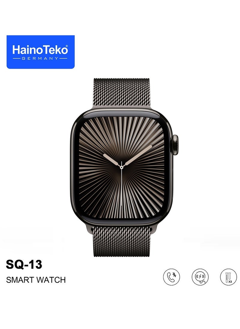 Haino Teko - Haino Teko SQ-13 Smart Watch With Large Screen AMOLED Display AI Voice Assistance 3 Pair Straps and Charging Cable Jet Black Designed for Ladies and Gents - Image 1