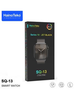 Haino Teko SQ-13 Smart Watch With Large Screen AMOLED Display AI Voice Assistance 3 Pair Straps and Charging Cable Jet Black Designed for Ladies and Gents