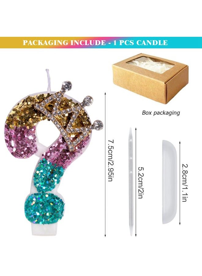 Aprildecember Birthday Number Candle, Crown Sequin Glitter Number Candle Cake Topper, Birthday Candles with Sequins for Anniversary Celebrations Supplies (Question Mark) - Image 4
