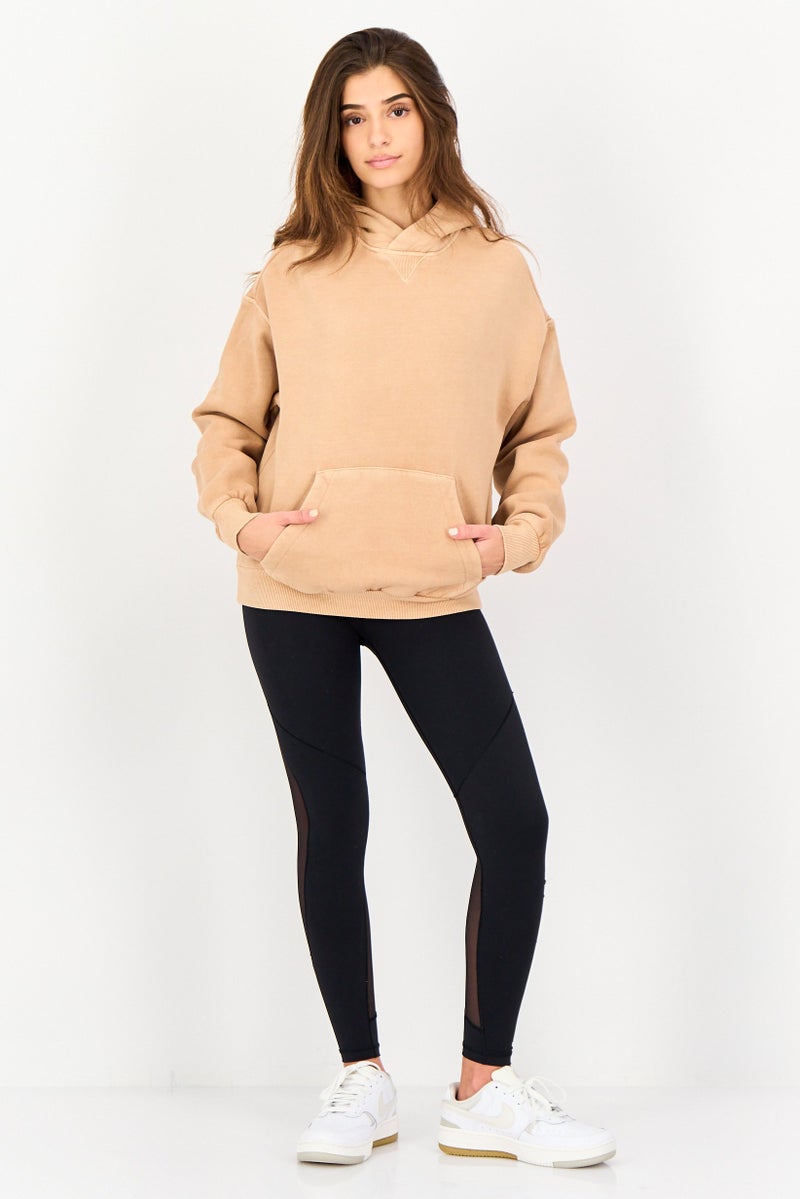 Reebok Women Sportswear Fit Long Sleeve Outdoor Hoodie, Tan - Image 4