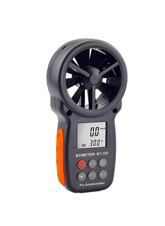BTMETER BT 100 مقياس سرعة الرياح الأسود المحمول يقيس درجة الحرارة وبرودة الرياح 0-100 ميل في الساعة - Image 5