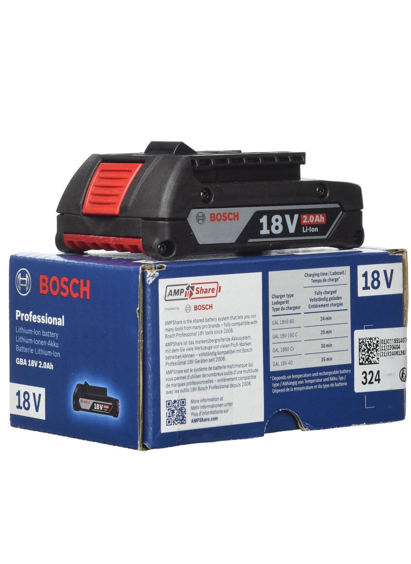 BOSCH - Gba 18V 2.0Ah Battery Pack The Lightweight 18 Volt Compact Battery With 2.0 Ah And Cool Pack Technology These Batteries And Charger Can Be Used For All Your 18V Tools - Image 1