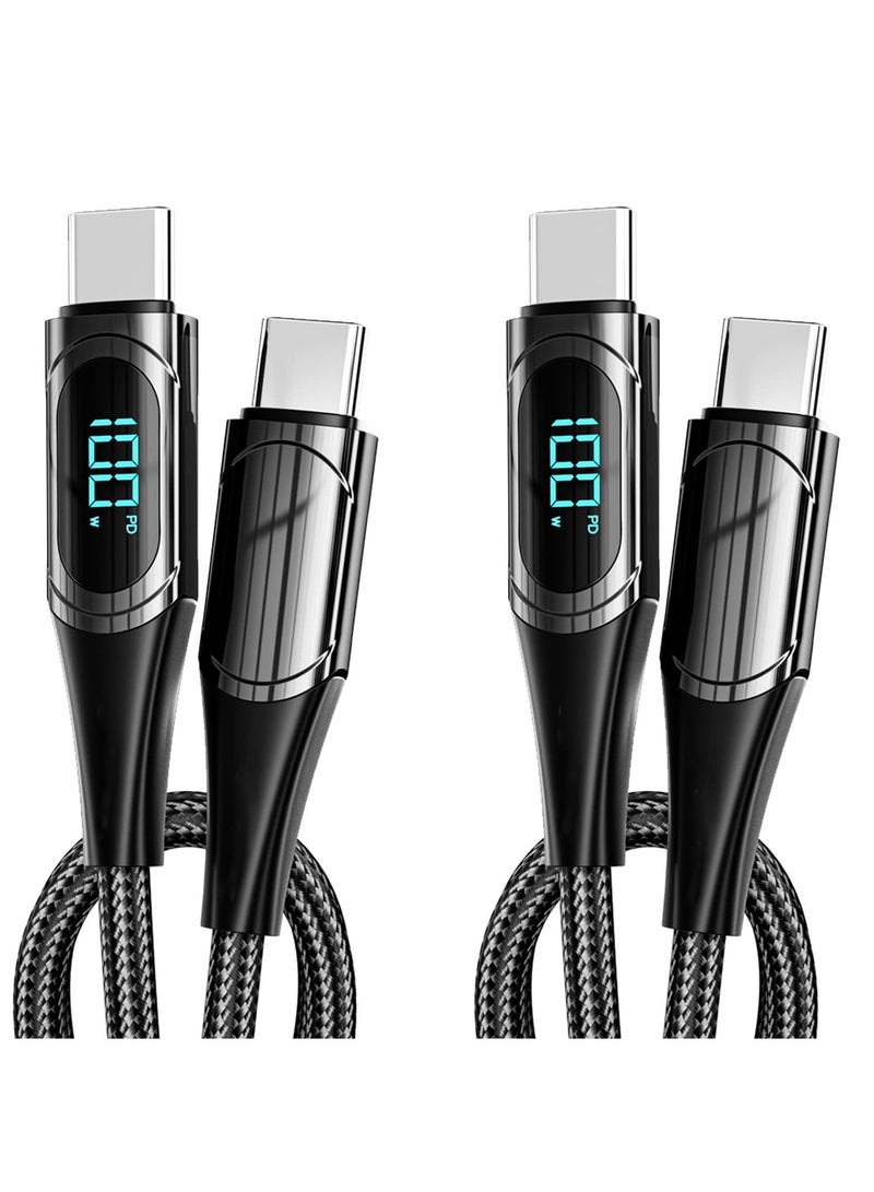 100W USB C to USB C Cable with Display, 6.6ft, 5A PD QC 5.0 Fast Charging Type C Cable, Super Speed USB C Cable, Black - Image 1