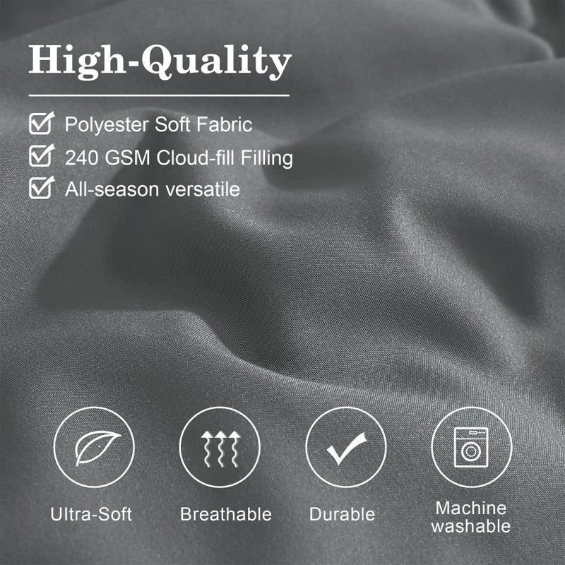Monbix King Size Comforter Set - 7 Pieces Bed in a Bag King, Grey Bedding Sets with Comforter, All Seasons Comforter Bed Set with Sheets, Pillowcases & Shams - Image 5