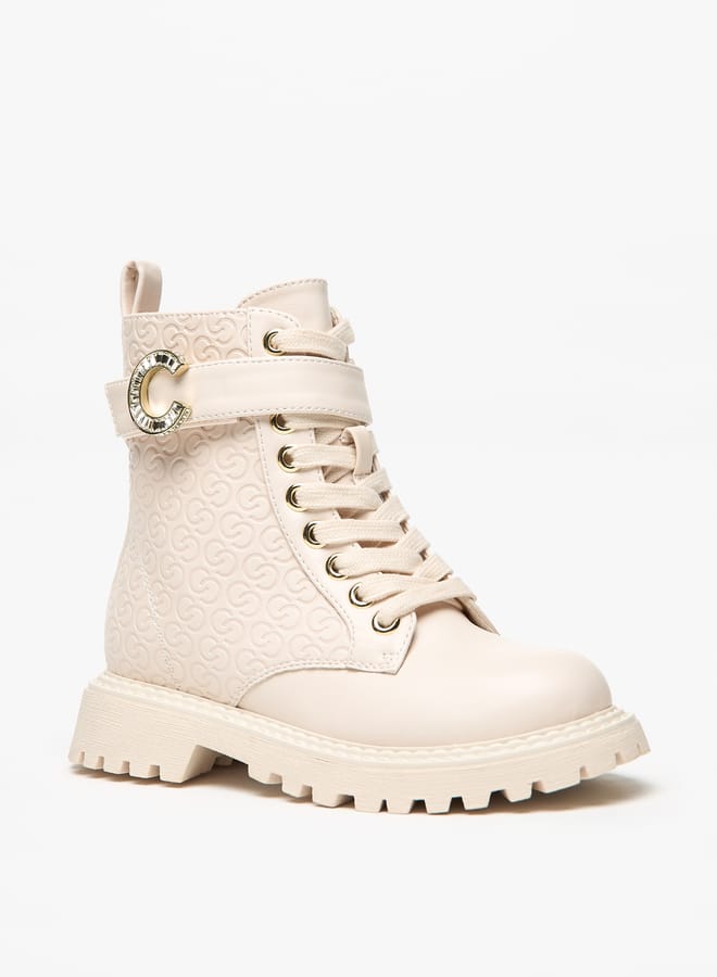 Celeste Girls Monogram Detail Ankle Boots with Zip Closure - Image 3