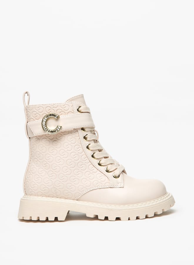 Celeste Girls Monogram Detail Ankle Boots with Zip Closure - Image 1