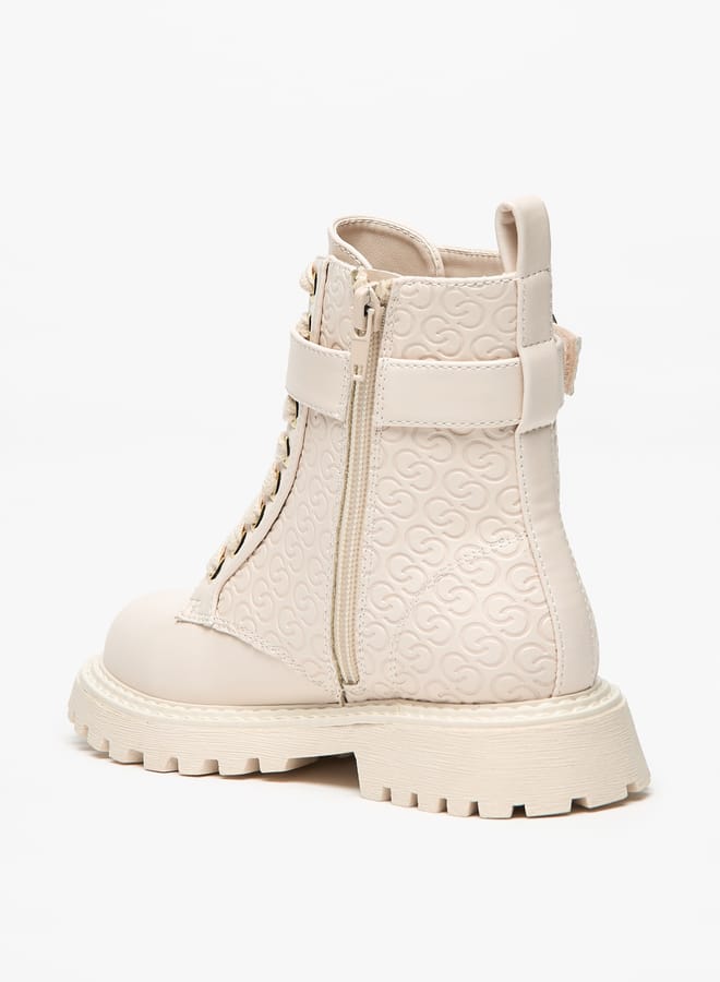 Celeste Girls Monogram Detail Ankle Boots with Zip Closure - Image 2