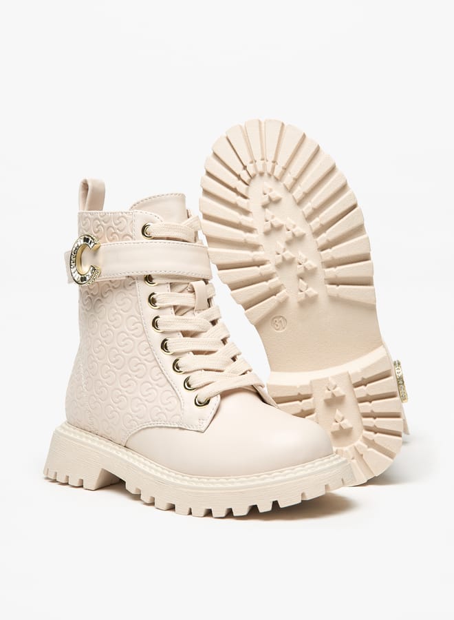 Celeste Girls Monogram Detail Ankle Boots with Zip Closure - Image 4