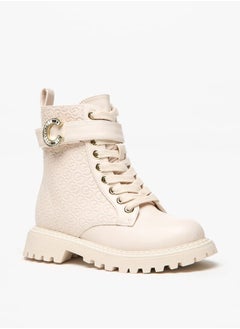 Celeste Girls Monogram Detail Ankle Boots with Zip Closure  - Image 1