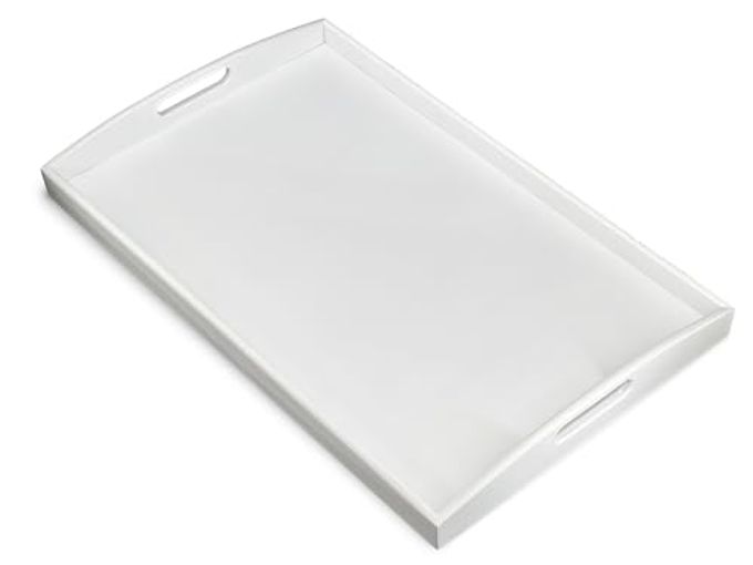 Bam & Boo White Bamboo Serving Tray Extra Large with Handles for Food, Drinks, Storage, Decor, Vanity, Breakfast, Parties, Weddings, Picnics(23.6 x 15 x 2.35, White)