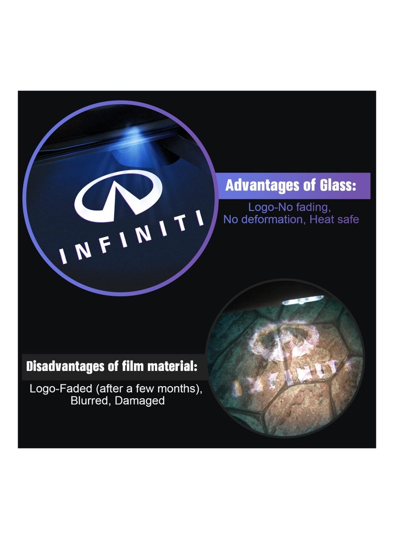 Loquat 2PCS Car Door LED Logo Light Replacement for Infiniti, 3D Ghost Shadow Puddle Lights Never Fade 3D LED Car Light for Q50 Q60 Q70 G25 G37 QX50/56/60/70/80 M25/35/37/45/56 FX35/37/45/50 EX25/35/37 - Image 3