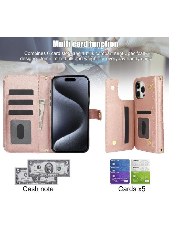 S-TOP Case For iPhone 14 Pro Max Crossbody Multifunction Rhombic Leather Phone Case - Image 4