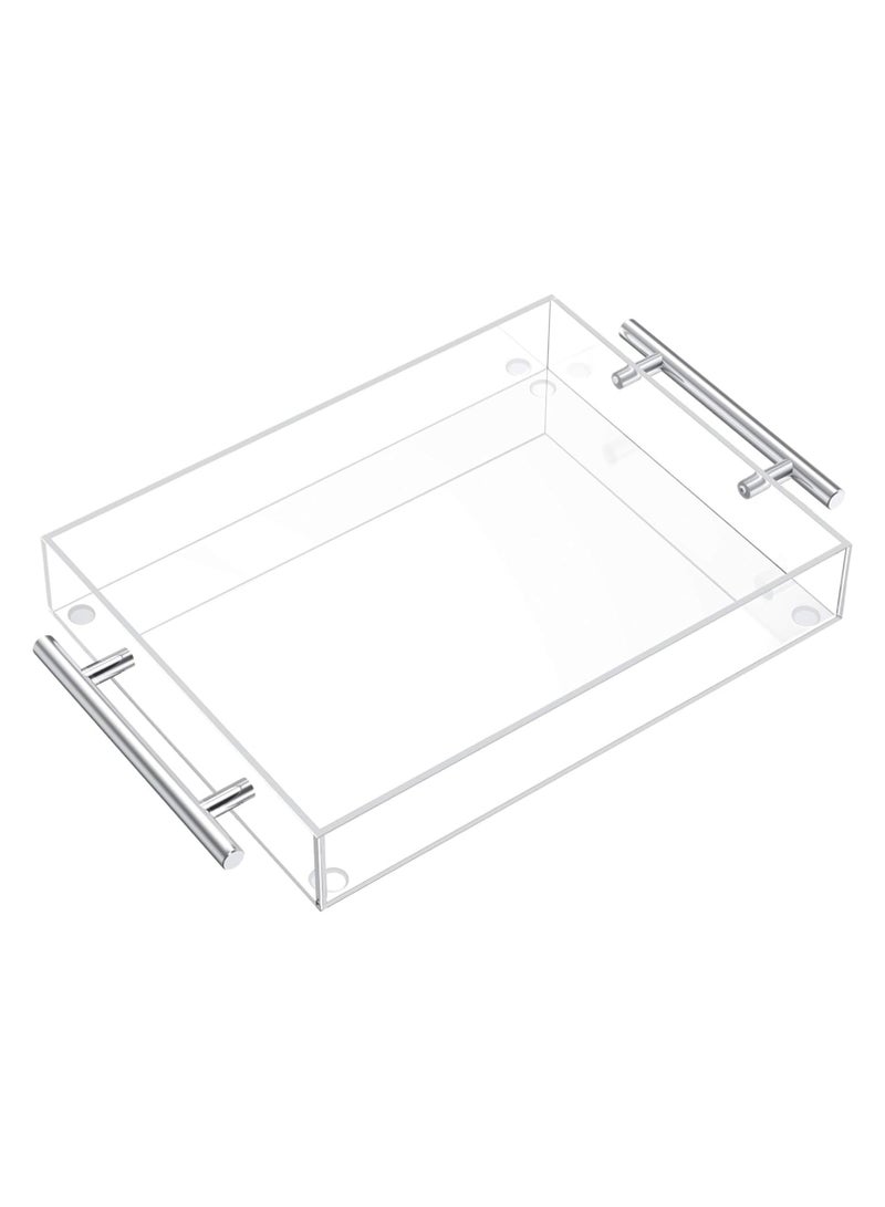 TPGP Clear Serving Tray 12"x16" - Acrylic Decorative Tray with Handles - Image 1