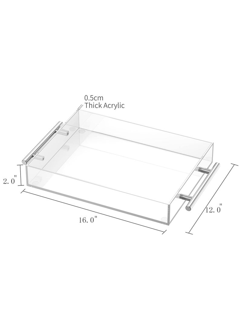 TPGP Clear Serving Tray 12"x16" - Acrylic Decorative Tray with Handles - Image 2