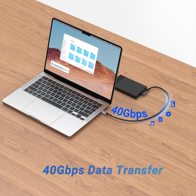 SUMPK 1FT USB 4 Cable Right Angle [2 Packs], 240W USB C Cable, 40Gbps High Speed Data Transfer with Single 8K or Dual 4K Display Video Dispaly Compatible with iPhone 16/16 Pro Max/16 Plus - Image 3