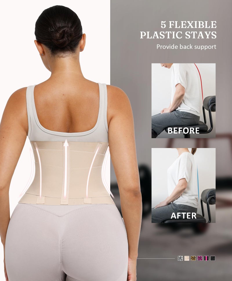 FeelinGirl Women Corset Waist Trainer Belt Tummy Control Waist Cincher Trimmer Waist Workout Body Shaper Skin M - Image 4