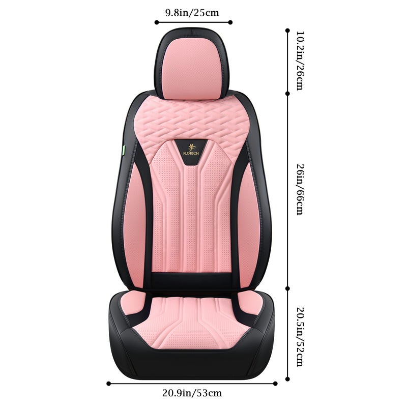 FLORICH Automotive Front Seat Covers for Cars, Waterproof Pink & Black Seat Covers, Leather Car Seat Covers 2 Pack, Universal Seat Protector for Most Cars Trucks SUV - Image 2