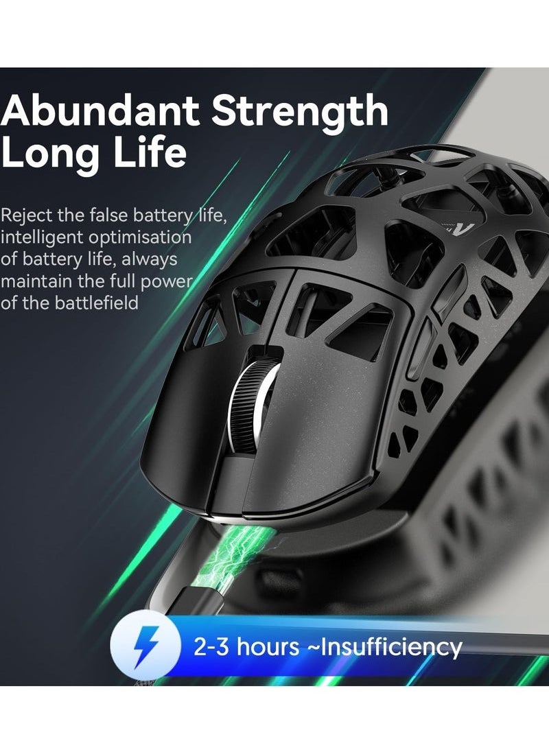 Attack Shark - R3 46g Superlight Magnesium Alloy Wireless Gaming Mouse, BT/2.4Ghz/Wired Computer Mouse, 8000Hz Wireless Polling Rate, PAW3395 26K DPI Optical Sensor Programmable Mice for Win/Mac(Black) - Image 1