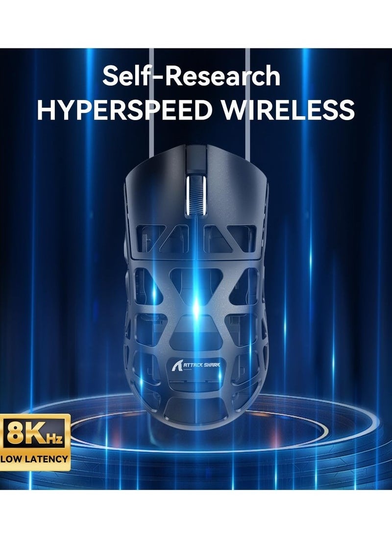 Attack Shark - R3 46g Superlight Magnesium Alloy Wireless Gaming Mouse, BT/2.4Ghz/Wired Computer Mouse, 8000Hz Wireless Polling Rate, PAW3395 26K DPI Optical Sensor Programmable Mice for Win/Mac(Black) - Image 1