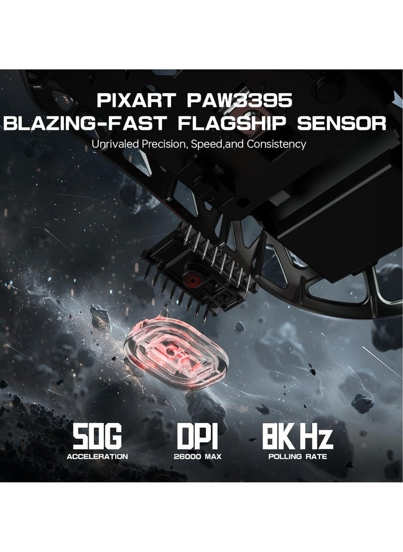 Attack Shark - R3 46g Superlight Magnesium Alloy Wireless Gaming Mouse, BT/2.4Ghz/Wired Computer Mouse, 8000Hz Wireless Polling Rate, PAW3395 26K DPI Optical Sensor Programmable Mice for Win/Mac(Black) - Image 1