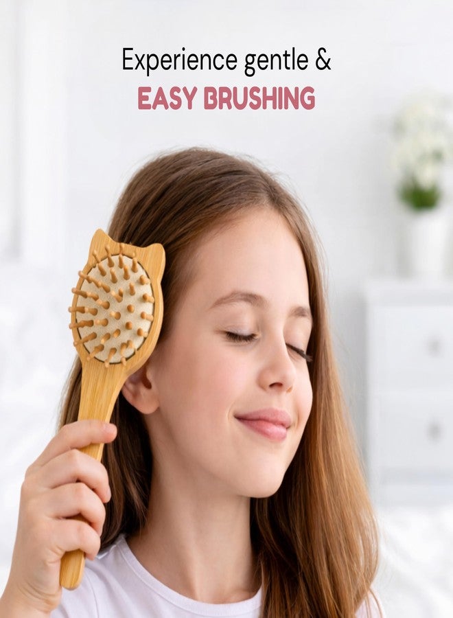 Zeyu Wooden Hair Brush | Wooden Comb with Bamboo Bristles | Paddle Comb for Women | Hair Brush for Men & Women | Paddle Comb for Men | Bamboo Brush (Cat) - Image 5