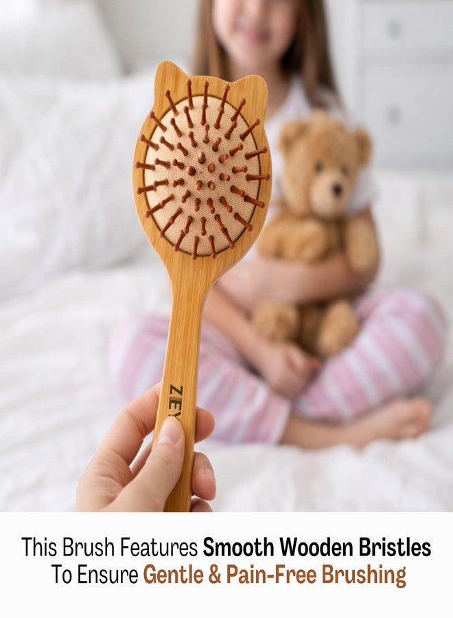 Zeyu Wooden Hair Brush | Wooden Comb with Bamboo Bristles | Paddle Comb for Women | Hair Brush for Men & Women | Paddle Comb for Men | Bamboo Brush (Cat) - Image 3