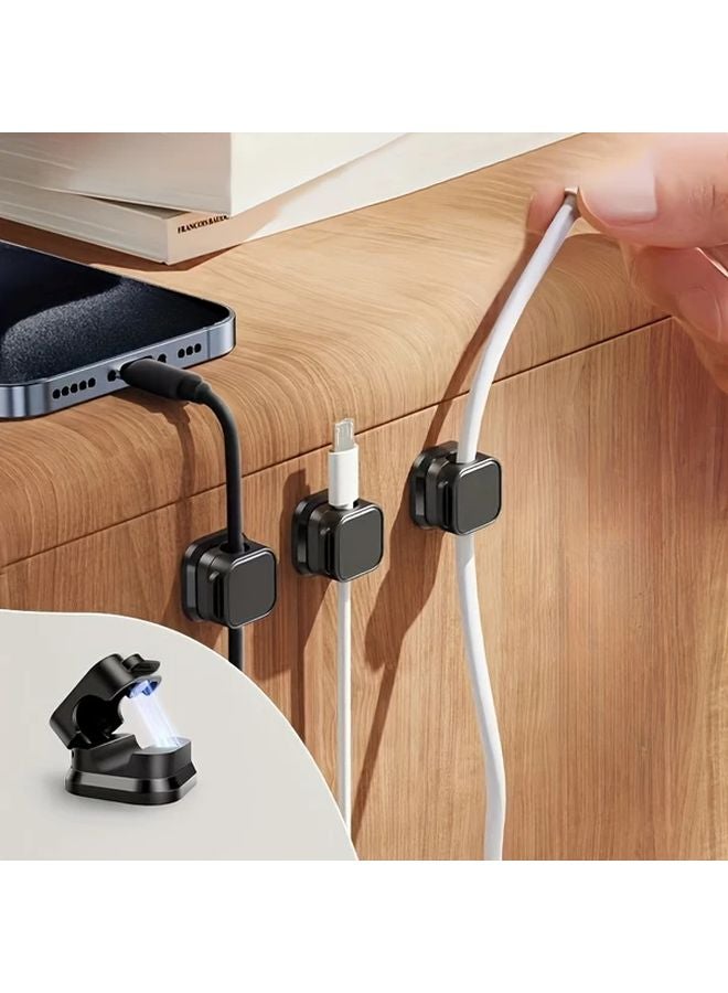 6 قطع منظم مشبك الكابلات الأسود، لاصق قوي، إدارة الكابلات من البولي فينيل كلوريد دون حفر - Image 2