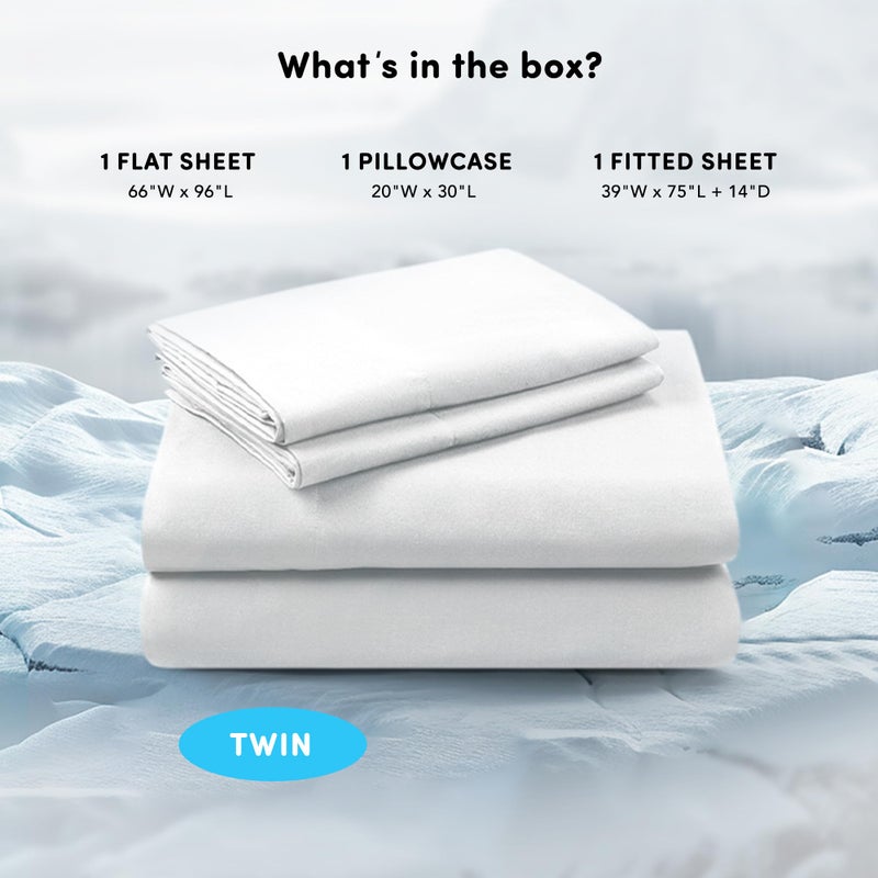Comfort Spaces Coolmax Moisture Wicking Sheet Set Soft, Fade Resistant, All Elastic Deep Pocket Fits Up to 16" Mattress - Warm Weather Cooling Sheets for Night Sweats, Twin, White, 3 Piece - Image 3