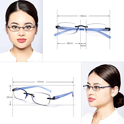 FEIVSN 3-Pack Rimless Reading Glasses For Women, Lightweight Spring Hinge Readers, Classic Elegant Artistic Eyeglasses UV 400 (Mix 2.75 Etc) - Image 2