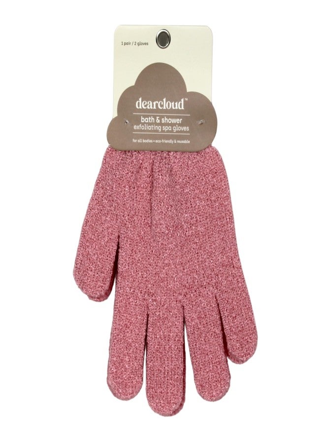 dearcloud Bath & Shower Exfoliating Spa Gloves – Reusable Exfoliating Body Scrubber & Exfoliating Glove Set for Smooth Skin (Pink & Taupe)