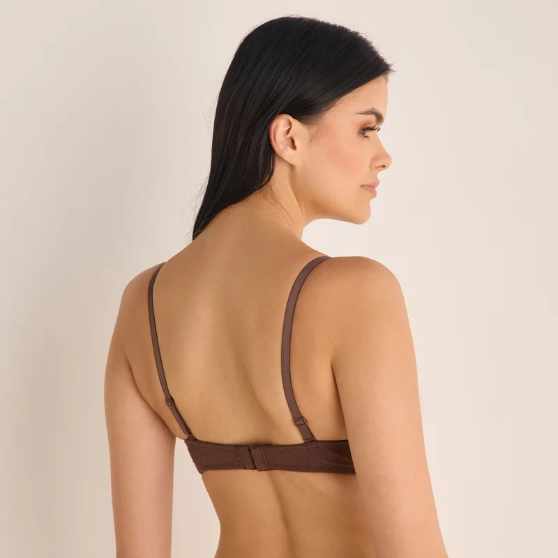 Splash FAV Ribbed Balconette Bra with Hook and Eye Closure