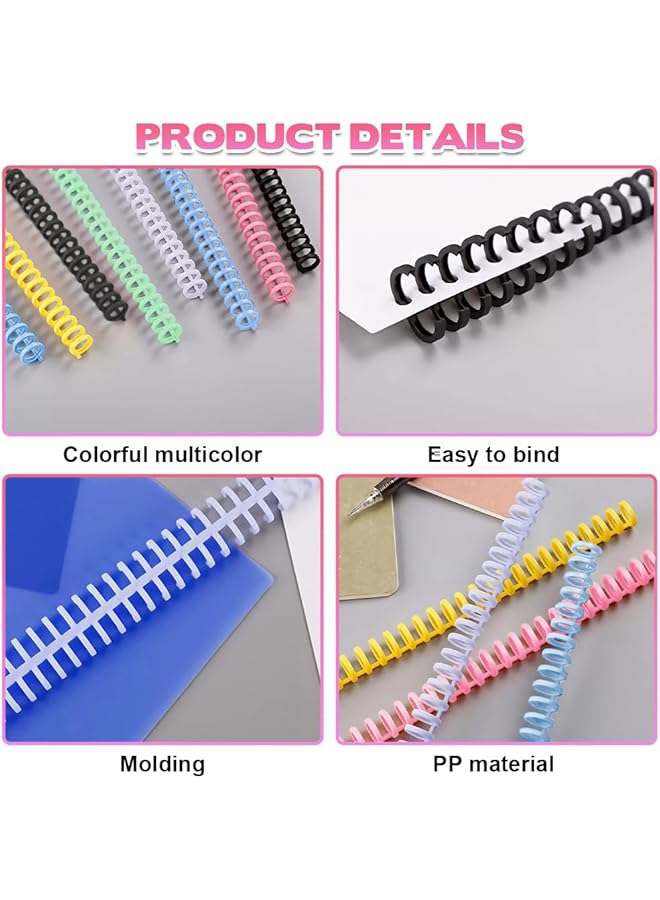 إيروريكس 12 قطعة من أمشاط الربط 13 مم، لفائف ربط حلزونية ملونة، 30 فتحة، سعة 95 ورقة، حلقة ربط، الحد الأقصى لربط ورق بحجم A4 - Image 5